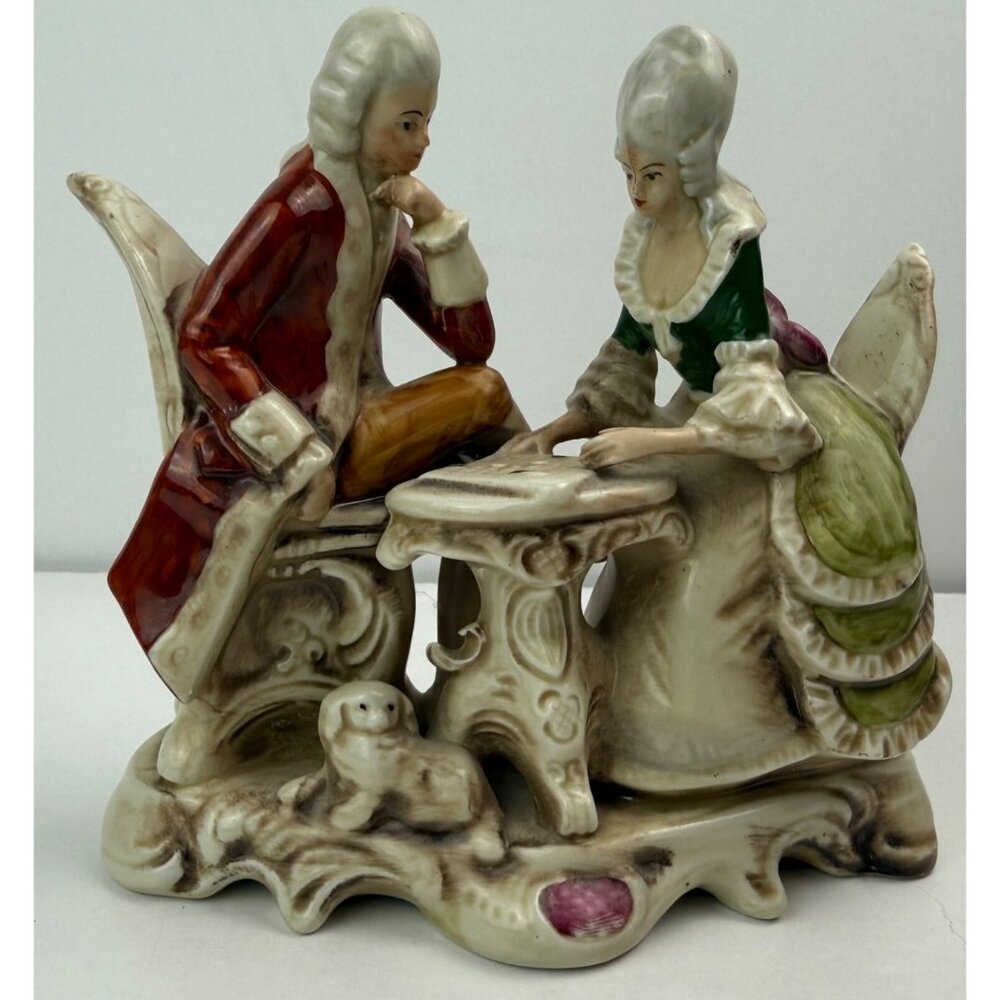 Grafenthal Porcelain Figurine Man & Woman Playing Checkers Chess Game VINTAGE